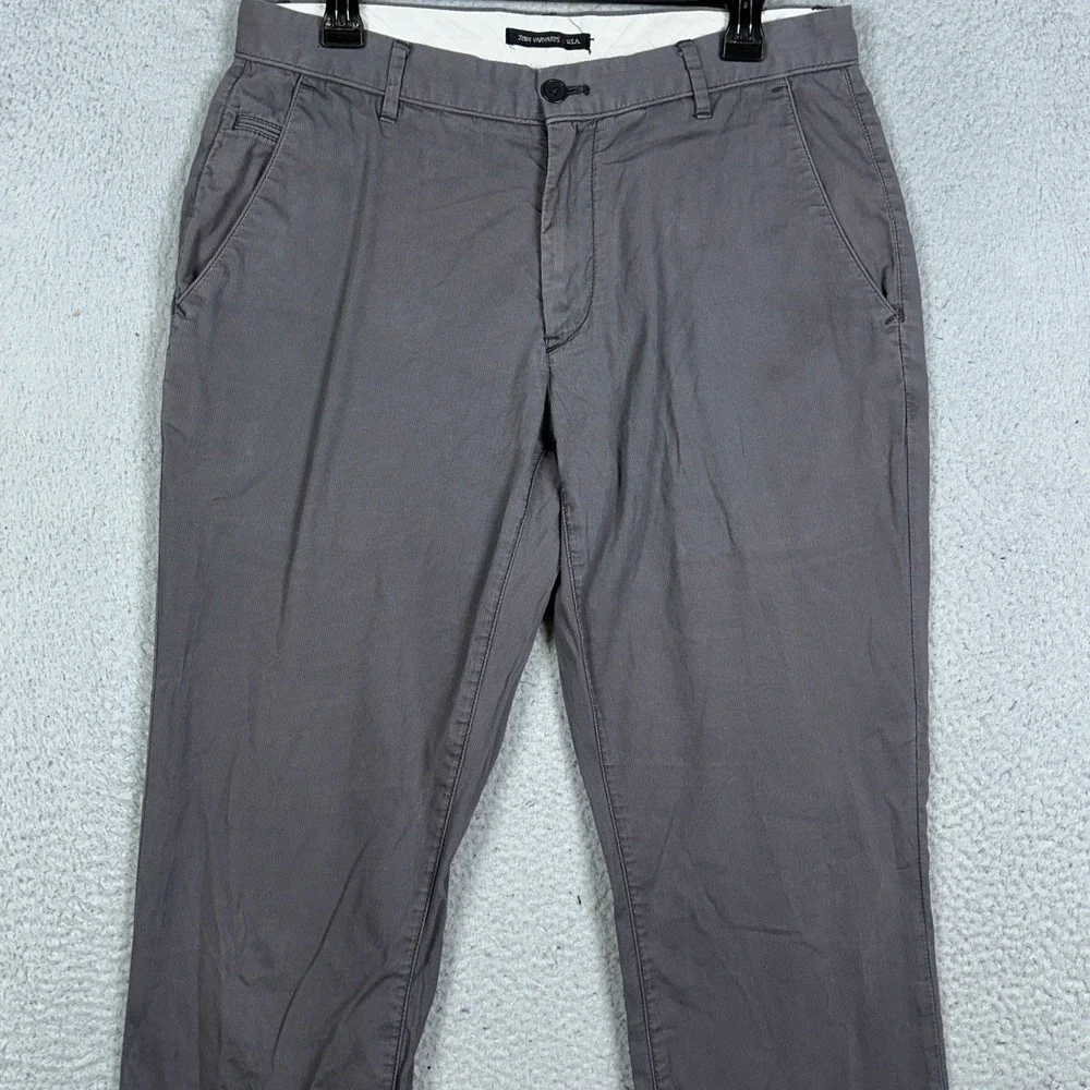 John Varvatos USA Pants Mens 33 Charcoal Grey Corduroy Chino Flat Front Straight